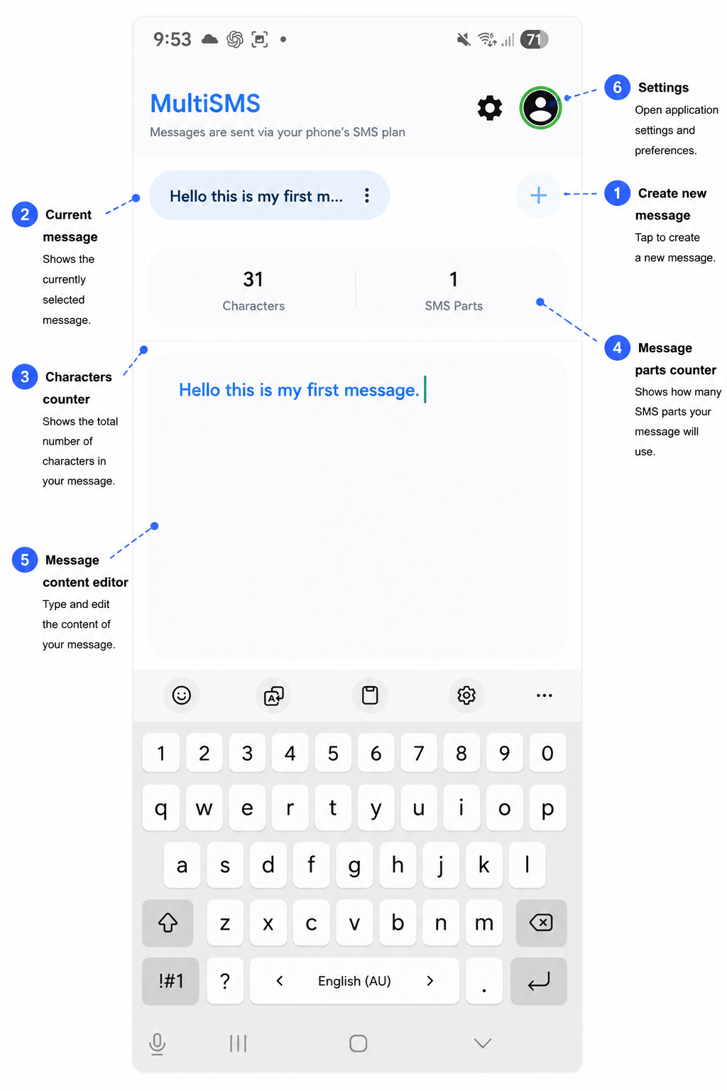 Messages panel overview