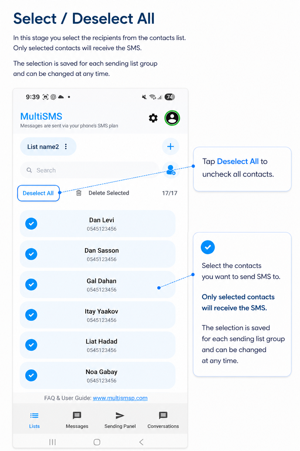 Select contacts