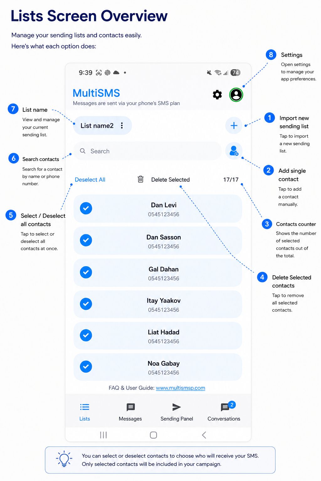 Sending lists overview